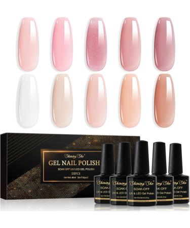 Shining She Jelly Gel Nail Polish Kit - 10 Color UV/LED Soak-Off Gel Set for Salon and Home Nail Art - 8ML - Buy Online on SooperMarket.com