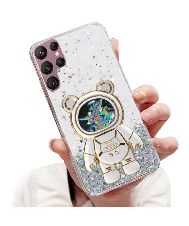 Tivenfezk Nadoli for Samsung Galaxy S21 Ultra Treisand B r Astronaut Hidden Stand Shell cartoon glitter astronaut stand soft silicone bling mobile phone case transparent protective cover samsung galaxy s21 ultra clear