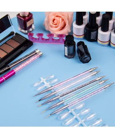 ANGENIL 5 Pcs Double Ended Nail Art Liner Brushes Set - Manicure Care Tool for Acrylic UV Gel, 3D Glitter, Dotting, and Painting - DIY Nail Designs - Buy Online on SooperMarket.com