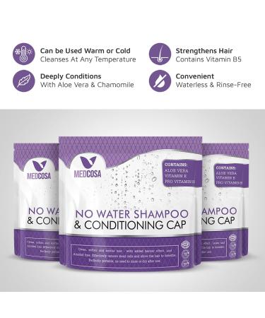 No Water Shampoo Caps for Elderly & Bedridden | Aloe, Vitamin E & Chamomile | 5-Pack - Medcosa - Buy Online on SooperMarket.com