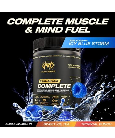 PVL EAA BCAA COMPLETE | Pre Intra or Post Workout EAA/BCAA with L-Arginine Amino Acid Supplement Keto Friendly 369 g (30 servings) Orange Krush'd - Buy Online on SooperMarket.com