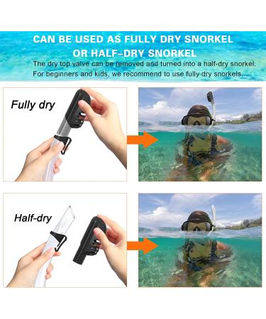 Bairuifu Snorkel Mask - Professional Full Dry Top Set for Adults - Black - Buy Online on SooperMarket.com