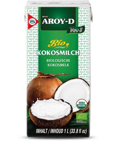 AROY-D Bio coconut milk-coconut milk for cooking and baking-ideal for desserts soups smoothies and cocktails-1 x 1 l 1 l (1 Pack) organic coconut milk
