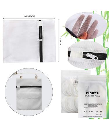 PINOWU 16 Pack Reusable Bamboo Makeup Remover Pads with Laundry Bag - Organic Cotton Rounds for Facial Cleansing - Chemical-Free Bamboo Velour - White - Buy Online on SooperMarket.com