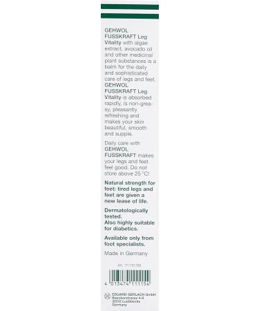 Gehwol Fusskraft Leg Vitality 125 ml - Non-Greasy Foot & Leg Cream for Preventing Dry Skin | Buy Internationally - Buy Online on SooperMarket.com