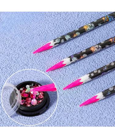 AMZLORD 4/12PCS Rhinestone Picker Pencil Set Self Adhesive Crystal Gem Pick Up Tools with Pencil Sharpener Dotting Wax Pen Nail Dotting Wax Pen Rose Red-12PCS - Buy Online on SooperMarket.com