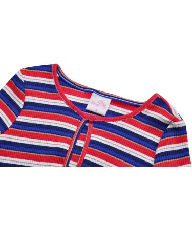 BONNY BILLY Girls Knitted Cotton Cardigan Shrug - 7-8 Years, Stripe Red - Buy Online on SooperMarket.com