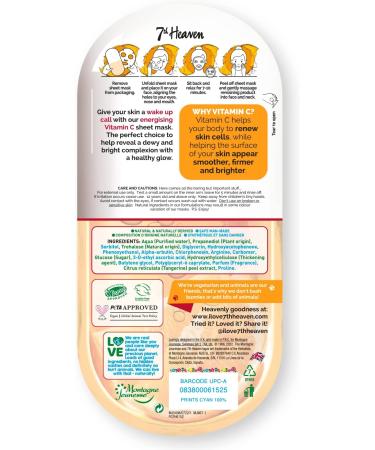 7th Heaven Vitamin C Nutriactive Brightening Sheet Mask Enriched with Amino Acids to Smooth and Firm Skin - Buy Online on SooperMarket.com