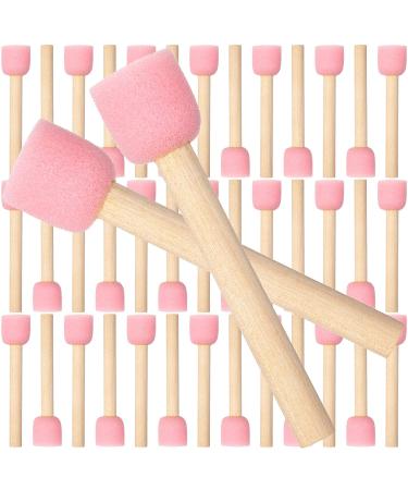 WHQXFDZ 40 Pieces 0.8 inch Round Sponge Foam Brush Set Paint Sponge Brush Wooden Handle Foam Brush Sponge Painting Tools for Painting Crafts(0.8inch)