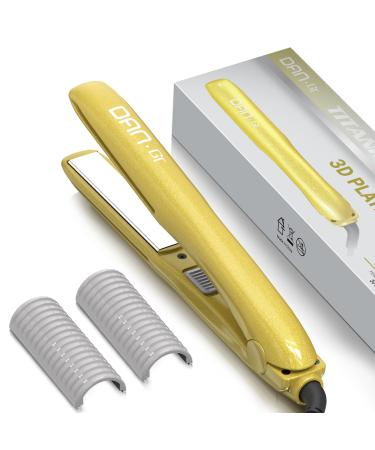 DAN Technology Travel Flat Iron 3/4 Inch Titanium Plate 2-in-1 Curling & Straightening Iron with Dual Temperature Dual Voltage Mini Hair Straightener