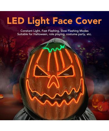 Topyond LED Pumpkin Mask Pumpkin Light Face Cover Scary Pumpkin Adjustable Glowing Facial Cover for Halloween Party Cosplay Decoration - Buy Online on SooperMarket.com