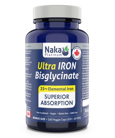 240 vcaps Iron Bisglycinate 25 mg Elemental Iron Superior Absorption Made in Canada (240 caps) 240 count (Pack of 1)