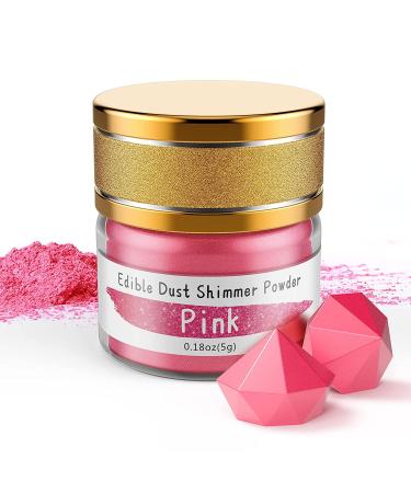 Pink Edible Luster Dust Edible Glitter for Drinks 5 Grams Edible Metallic Powder Food Coloring for Cake Decorating Chocolates Fondant Painting & More Vegan
