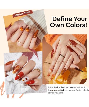 Modelones Gel Nail Polish Set - 6 PCS Neutral Nude & Brown Fall Colors 2024 | Gold Glitter Soak OFF Nail Gel Kit | Perfect Halloween Gift & DIY Manicure - Buy Online on SooperMarket.com
