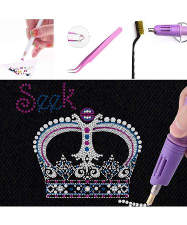 Hotfix Applicator Rhinestone Setter Kit - 7 Sizes Tips, Tweezers, Cleaning Brush, Pencils & Crystal Embellishments - Buy Online on SooperMarket.com