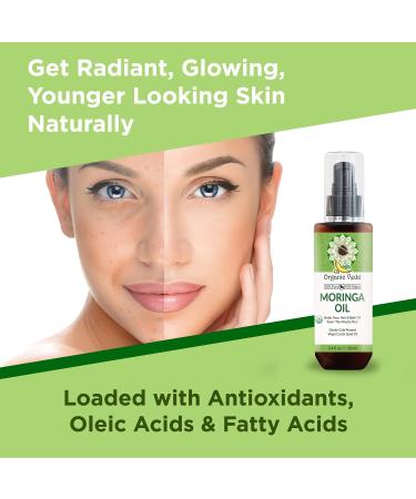 Organic Veda Moringa Oil 3.4 fl. oz - USDA Organic Cold-Pressed Edible Grade Virgin Oil for Face, Skin, Hair, Nails, Foot & Body - Buy Online on SooperMarket.com