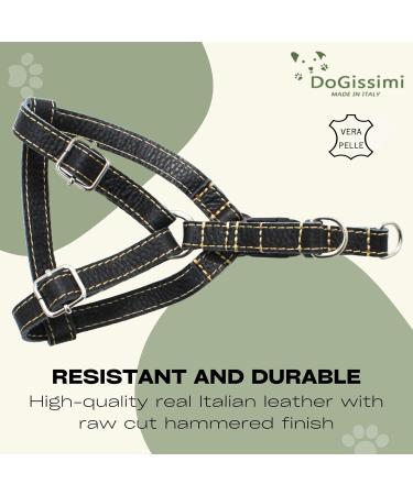 Dogissimi Adjustable Leather Dog Harness for Small & Medium Dogs | Handmade in Italy | Ergonomic Durable & Stylish (S Black) - Buy Online on SooperMarket.com