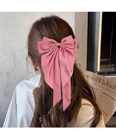 DHWEKU 3 Pieces Hair Clips with Big Bow Soft Silky Satin Hair Clip Long Tail French Ribbon Hairpins 90s Bowknot Clip for Party Christmas Women Girls - Buy Online on SooperMarket.com