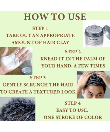 Silver Gray Hair Wax Pomade - Long Lasting Washable Temporary Color for Party Cosplay & Date | Non-Greasy Matte Styling Wax - Buy Online on SooperMarket.com