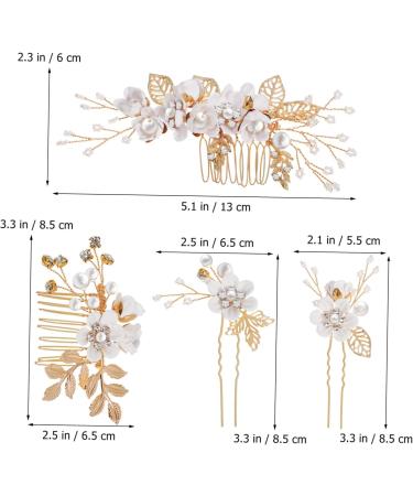 PLAFOPE 1 Set Comb Set Bride Side Combs Hair Decorations U Shaped Hair Pins Rhinestones Wedding Side Comb Wedding Hair Pins Wedding Veil Combs Flower Bridal Combs Hair Flowers Pearl White - Buy Online on SooperMarket.com
