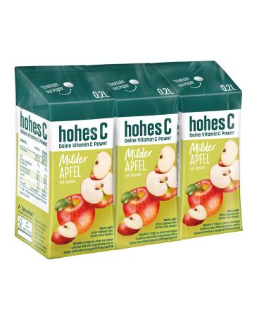 High C mild apple (3 x 0.2l) 100% juice apple juice vitamin C without added sugar according to the law less acidity vegan apple 200 ml (3 -pack)