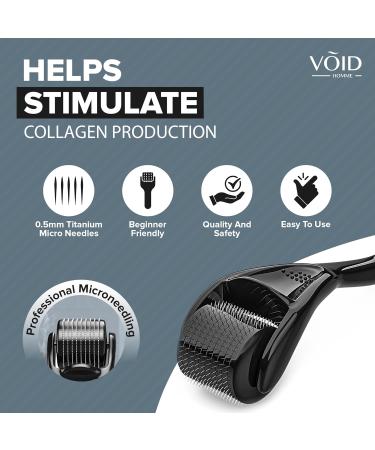VOID Homme Derma Roller - Professional Microneedling Beard Roller with 540 Titanium Needles - Stimulates Hair Growth & Collagen Production - Targets Wrinkles Fine Lines Stretch Marks Dark Spots - Buy Online on SooperMarket.com