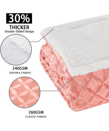 Sherpa Queen Size Pink Throw Blanket 90x90 - Cozy & Soft Fleece Blanket for Couch, Sofa, Bed - Reversible & Fluffy - Plush Brushed Finish - Buy Online on SooperMarket.com