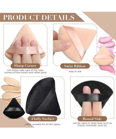 Triangle Makeup Sponge Set - 4 Pcs Cosmetics Face Powder Puff for Foundation - Soft Velvet Body Cushion Pads in Black Nude - Buy Online on SooperMarket.com