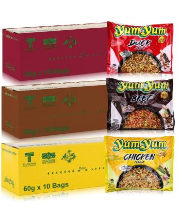 30 x 60g YumYum Instant Noodle Soups Duck - Beef - Chicken Yum Yum Chicken Beef Duck