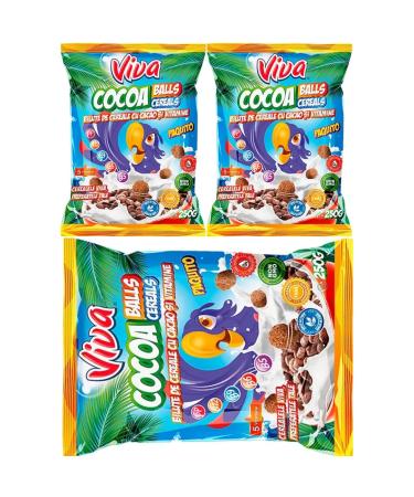 Viva Cacao Cereal Balls Cereals Muesli Corn Flakes 250 Gram x 3 Pieces