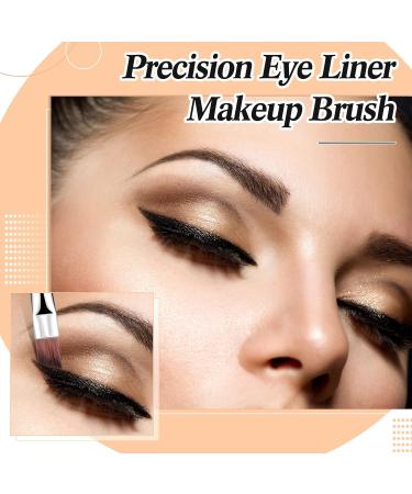 Angled Eyeliner Brush Set - Slanted Flat Angle Eye Liner & Eyebrow Brush Duo for Precision Makeup Application - Synthetic Bristles for Gel, Powder, Liquid, Cream Liners - Black - Buy Online on SooperMarket.com