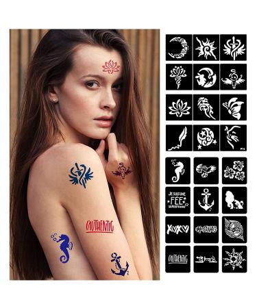 GFHIH Henna Tattoo Kit - 100 Reusable Black Templates for Girls | DIY Body Art Stencil Set - xB-22 Sheets - Buy Online on SooperMarket.com