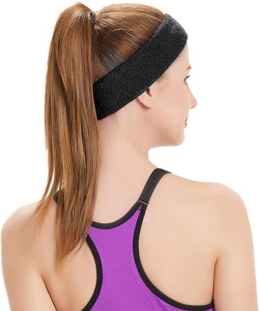 Hanerdun Sport Headbands for Women & Men - 3 Pack Black Forehead Sweatbands for Running Cycling Jogging Tennis & Football - Buy Online on SooperMarket.com