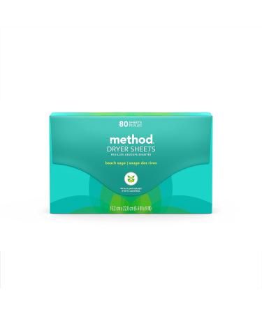 Method Dryer Sheets Beach Sage Fabric Softener and Static Reducer - 80 Count (Pack of 6) | Compostable, Plant-Based Laundry Essentials - Buy Online on SooperMarket.com