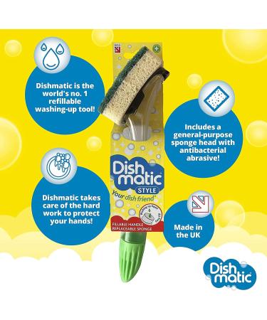 Dishmatic 3PK Fillable Washing Up Brush with Handle - Color Varies | Refillable Design for Easy Cleaning - Shop Now! - Buy Online on SooperMarket.com