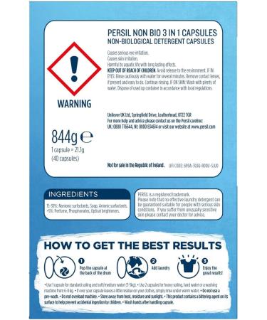 Persil XL 3-In-1 Washing Capsules All New Outstanding Stain Removal Even In Cold Washes With Triple Action Cleaning All In One Power Washing Capsules 40 Washes (Non-Bio Buy 2) - Buy Online on SooperMarket.com