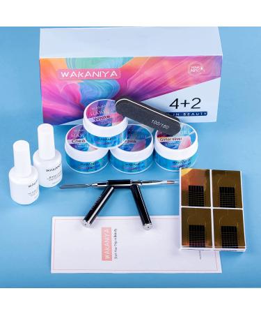 Wakaniya Builder Gel Nail Kit - 4 Colors UV Gel Set for Nail Extension - Includes Clear, White, Glitter, and Silver - Perfect for Beginners - DIY Nail Art Supplies - Buy Online on SooperMarket.com