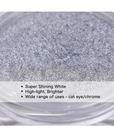PrettyDiva Cat Eye Nail Powders - Silver White Highlight with Magnet Set - 9D Diamond Art Glitter Chrome Manicure Pigment - Buy Online on SooperMarket.com