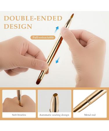 Retractable Dual End Lip Makeup Brush | Portable Lipstick & Concealer Brushes - Gold - Buy Online on SooperMarket.com