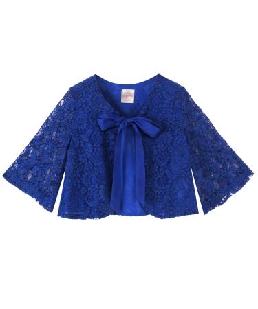 BONNY BILLY Girls Cardigan Long Sleeve Knitted Cotton Bolero Shrug Kids Clothing 4-5 Years Lace Blue