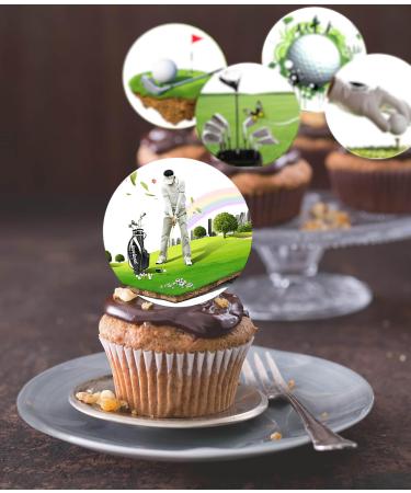24 x Pre-Cut Golf 2 Edible Stand up Wafer Paper Cupcake Toppers Cake Decorations Birthday Party Sports