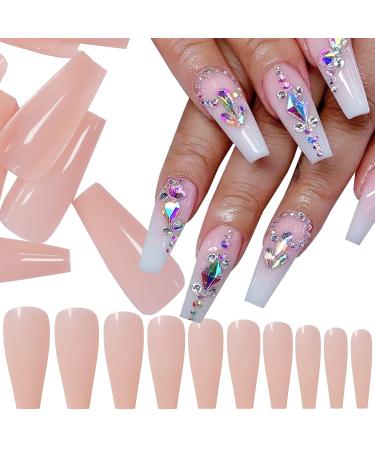 500pc Nude Pink Press on Coffin Nails - Acrylic Nail Art Tips for Women & Girls - Buy Online on SooperMarket.com