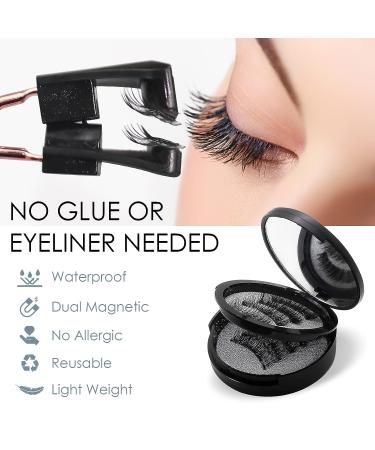 Reusable Magnetic Eyelashes 4 Pairs - Natural Look 3D False Lashes Extension Kit with Applicator Tweezers - Buy Online on SooperMarket.com