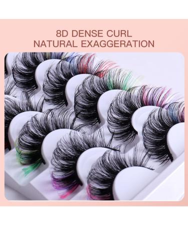 Fluffy Colored False Eyelashes | Voluminous Wispy Russian Strip Lashes in 7 Colors - Faux Mink D Curl - Buy Online on SooperMarket.com