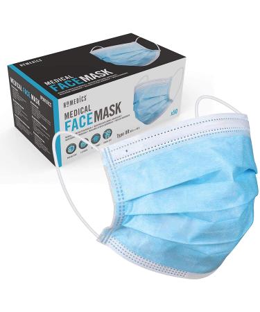 Homedics iir medical disposable masks-disposable protective mask three-layer respiratory protection mask mouth protection with adjustable nose bracket high-quality outer layer protection against dust 50 pcs