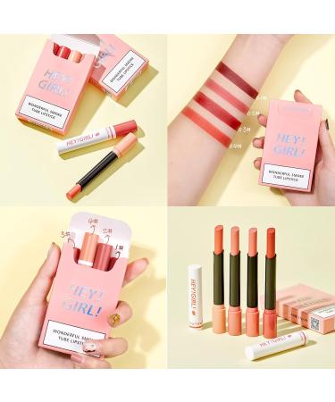 4Pcs Matte Lipstick Set - Retro Red Lip Tint & Balm | Long Lasting Waterproof Lip Makeup for Women & Girls - Buy Online on SooperMarket.com