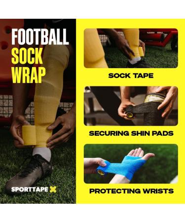 24 Rolls SPORTTAPE Self-Adhesive Football Sock Tape | 7.5cm x 4.5m - Red | Cohesive Bandage - Pet & Vet Wrap for Dogs & Horses | Compression Bandage Shin Pad Tape Football Ankle Red 7.5x450 cm (Pack of 24) - Buy Online on SooperMarket.com