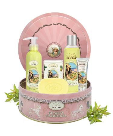 Un Air d'Antan Mom Gifts From Daughters Spa Gift Basket for Women- French Bath Gift Set for Women-Hand Cream Body Wash Body Lotion Bar Soap Provence Verbena & Bergamot-Vintage Home Spa Set