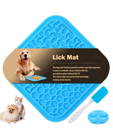 Licky Mats for Dogs 1 Dog Lick Mats with 1 Silicone Spatula Dog 15x15 cm 1pc- blue