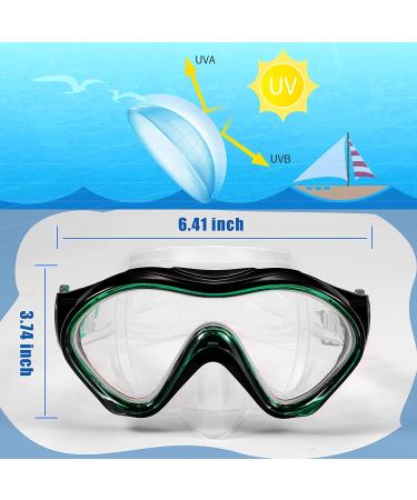 Kids Swim Mask with Nose Cover | Snorkel Diving Mask for Scuba Snorkeling | Anti-Fog Lens | Waterproof Socket | 180 View Angle | Black/Green - Buy Online on SooperMarket.com